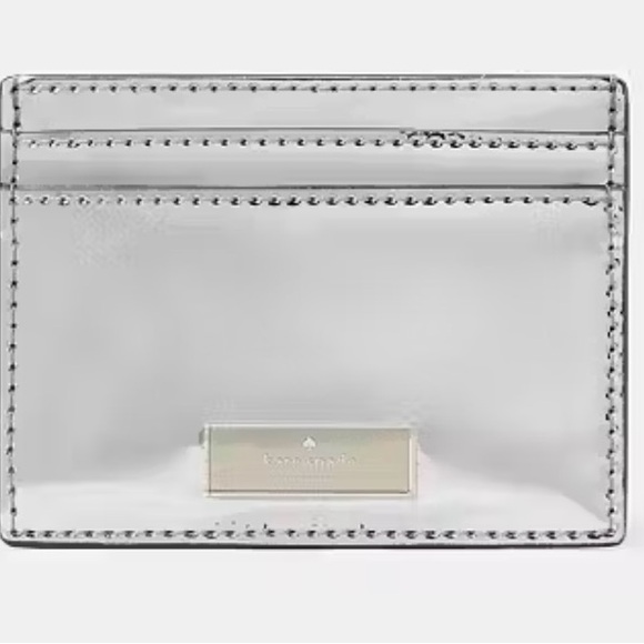 KATE SPADE Bridget Mirror Metallic Slim Card Holder in a Silver Color 4”x3” NWT - Picture 11 of 12